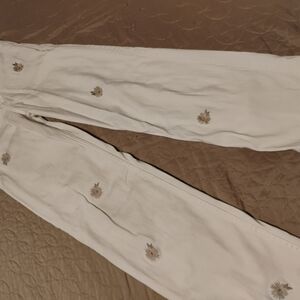 Abercrombie Kids White Jeans with Floral Embroidery